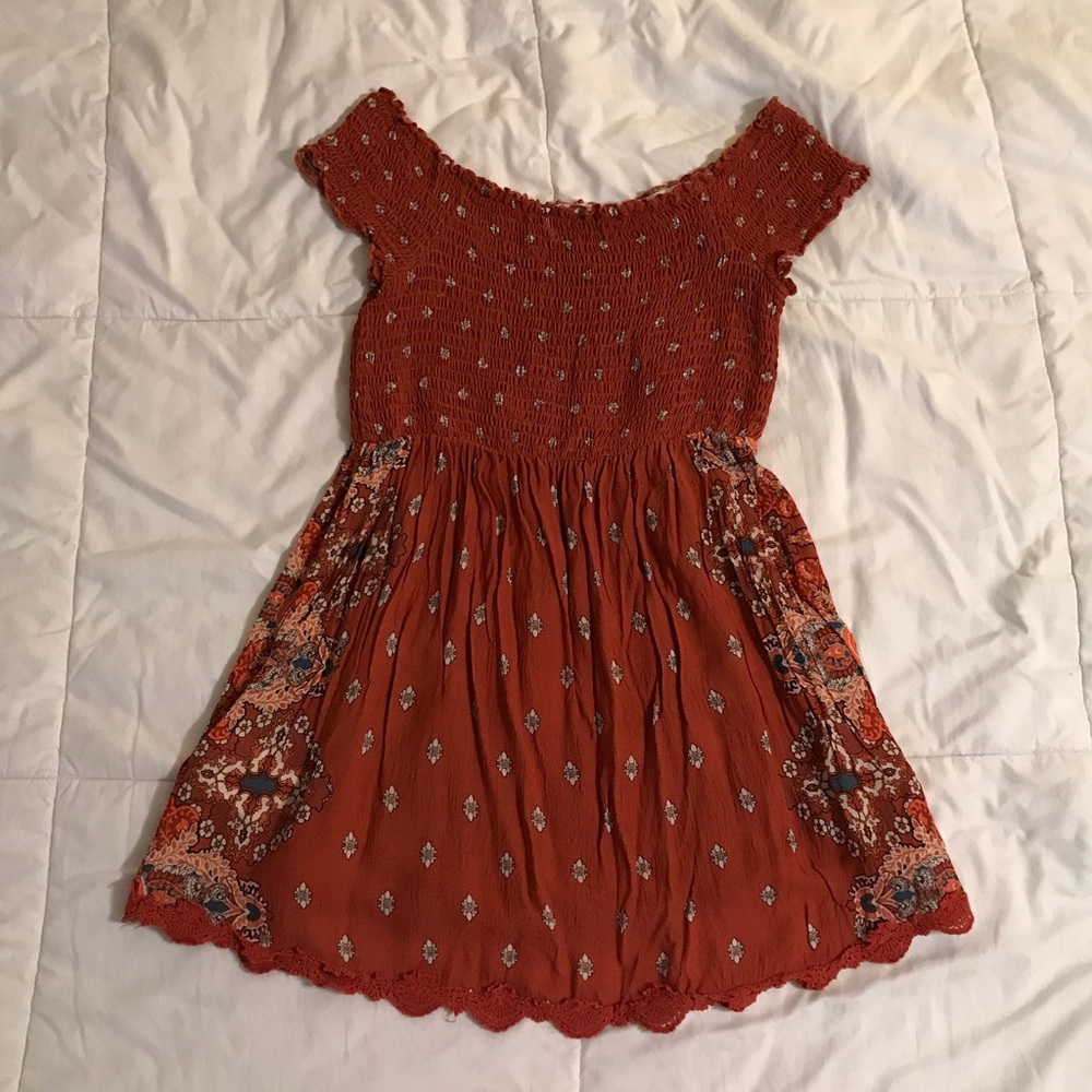 Altar'd State orange floral flowy shirt